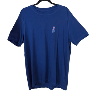 St. John's Bay Blue Short Sleeve Tee Vibrant Cotton Crew Neck Pineapple SKU0307